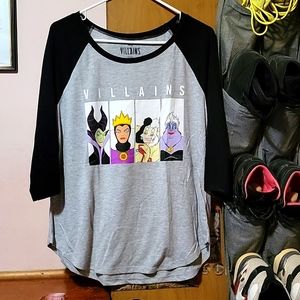 NWOT Disney's Villains 3/4 sleeved shirt